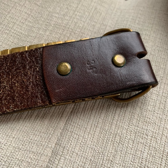 Supreme Dark Brown Brass Leather Belt Size 34 - Picture 6 of 6